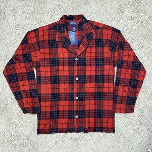 Polo Ralph Lauren Plaid Red Long Sleeve Flannel Button Pajama Top Men’s Medium - Picture 1 of 5