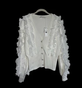 Anne Fontaine Cline Cardigan Ruffle White/Ivory color NWT - Picture 1 of 9