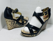 elaine turner snake print strappy wedge sandals sz 6.5 