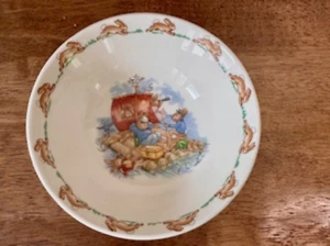 Royal Doulton Bunnykins Bowl Rabbits on Raft Vintage Nursery Collectible - Picture 1 of 3