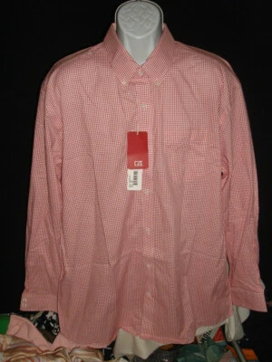 NWT CUTTER & BUCK RED/WHITE CHECKED COTTON L/S BUTTON FT. SHIRT SZ. 2XL - Image 1 of 4