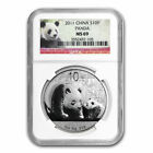 Chinese China ¥10 Panda 2011 1 oz .999 Silver Coin NGC MS 69 - Red Panda Label