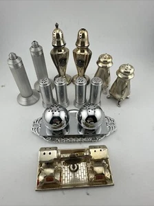 Vintage Lot Of Metal Salt And Pepper Shakers - Picture 1 of 14