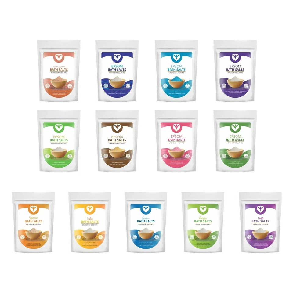 100% PURE Sali da bagno Epsom cristalli di solfato di magnesio naturale ammollo piede spa Regno Unito