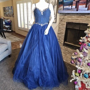 Layla LK-106 4 Navy Quinceanera Masquerade Ball Gown Dress - Picture 1 of 9