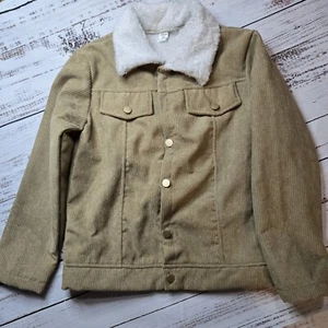 Shein Kids Boy Corduroy Sherpa Lined Brown Jacket Fall Winter Warm Sz 9 NEW - Picture 1 of 5