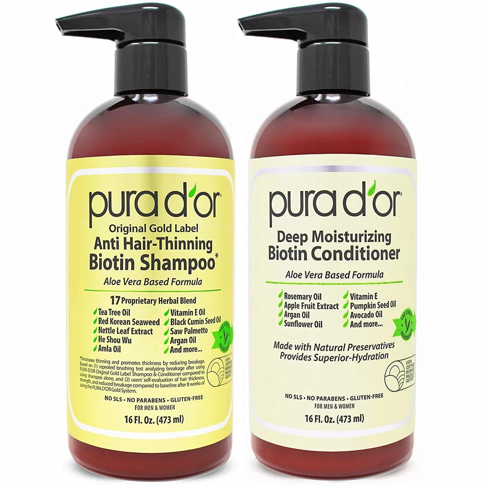 PURA D'OR Dor Original Gold Label Anti-Hair Thinning Shampoo & Conditioner Set - Image 1 of 4