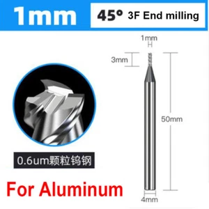 1mm HRC45 3F 50mm length Solid Carbide End Milling cutter for Aluminum - Picture 1 of 9