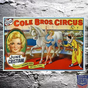Vintage Cole Bros. Circus Big Railroad Show Aluminum Poster – June Cristiani USA - Picture 1 of 15