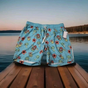 Hawaiian Theme Tropical Boardshorts 36" XL NWT All Over Print Tiki Man Drinks - Picture 1 of 14