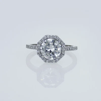 Diamond Ring Set Certified IGI Lab Grown 3.25 Carat Round Cut 14k White Gold - Image 1 of 4