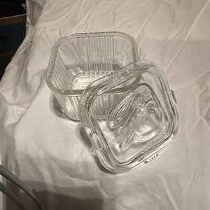 Vintage Federal Refrigerator Dish Ribbed Clear Glass Vegetables - Picture 1 of 6
