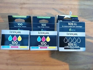 3x Genuine Lexmark Ink Multi Pack NIB - 1x 105 & 2x 100 - Picture 1 of 4