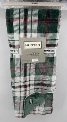 Nueva manta acogedora suave verde roja blanca de felpa a cuadros reversible Hunter 50x70 Foto 1 de 4