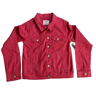 Old Navy Youth Pink Denim Distressed Jacket XL 14 - NWT - Image 1 of 4