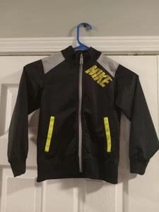 Nike Full Zip Track Jacket Spellout Toddler Size 6 Black Neon Green 5-6 Years - Picture 1 of 3