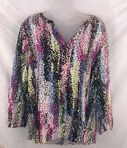 Philosophy Woman Republic Viskose 3/4 Ärmel Bluse Shirt Mehrfarbig Größe 2X - Bild 1 von 12