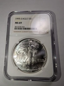 1995 Silver Eagle 1 Dollar, 1oz, NGC MS 69, weiß*** - Bild 1 von 4