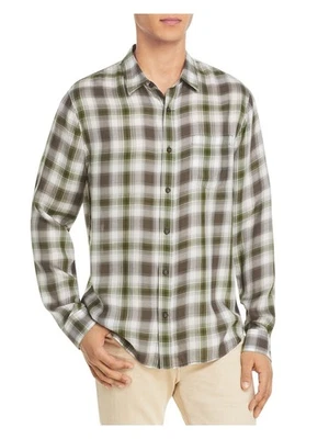 VINCE. Camisa Para Hombres Verde A Cuadros Manga Larga Cuello Calce Ajustado Abotonada XXL Foto 1 de 3
