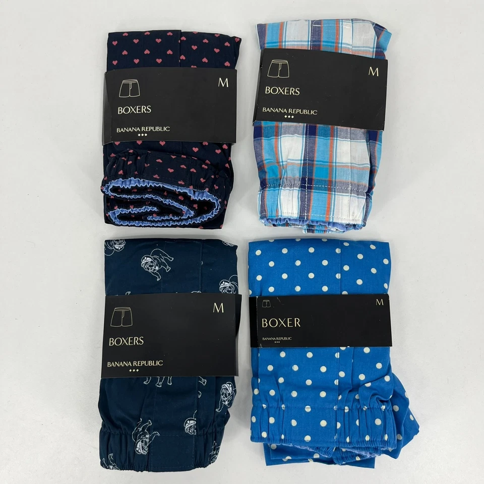 批量 4 件 Banana Republic 拳击手 男式 M 码 蓝色 100% 棉 全新 全新带标签 — 第 1/4 张图片