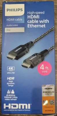 Philips 4' Elite Premium High-Speed HDMI Cable with Ethernet, 4K@60Hz - Braided - Image 1 of 2