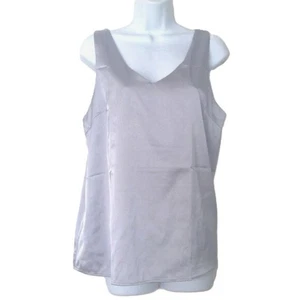 Ekouaer Top Trägertop vorne & hinten V-Ausschnitt Satin Camisole grau ärmellos gefüttert EUC L - Bild 1 von 3