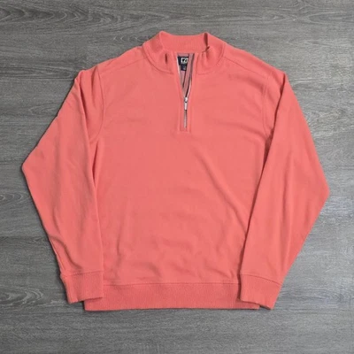 CUTTER & BUCK 1/4 Quarter Zip Cotton Long Sleeve Pullover Coral Pink  Mens Large - Image 1 of 4