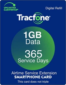 TracFone 1 Year Service Plan + 1GB of Data For Smartphone & FlipPhone (not BYOP) - Picture 1 of 3