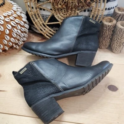 Pikolinos Andorra Womens 10-10.5/41 Ankle Boot Leather Log Black Zip Comfort - Image 1 of 4