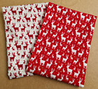 REMNANT FABRIC BUNDLE - Christmas Red & White Reindeer Material  2 x 0.5m
