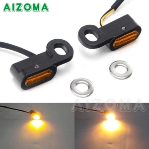 2X E-mark 12V LED Mini Motorcycle Front Turn Signal Indicator Light For Softail  - Picture 1 of 12