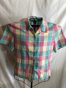 Koret PM Pink Plaid Short Sleeve Blouse 20" Underarm to Underarm - Picture 1 of 4