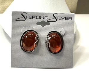 Tested Sterling Earrings Silver Baltic Amber Resin Pierced Post Lot 26 - Picture 1 of 2