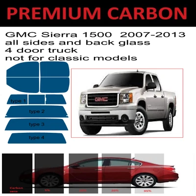 Premium Carbon Window Tint fits GMC Sierra 1500 truck 2007-2013 precut tint - Изображение 1 из 4