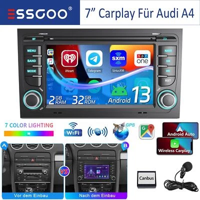 Android Apple Carplay Autoradio GPS NAV RDS WiFi Für Audi A4 S4 RS4 B6 B7 8E 8H - Bild 1 von 4