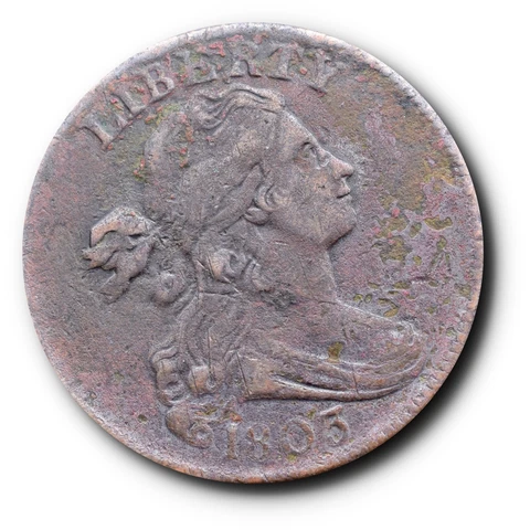 1803 Draped Bust Large Cent  1C XF Details Corrosion Cover