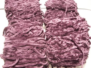 Four Ball Lot ~ Unbranded ~ Worsted Weight Velour/Chenille Yarn ~ Purple Haze - Picture 1 of 2