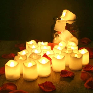 Set 24 pezzi luci da tè LED senza fiamma candele votive decorazione a batteria - Foto 1 di 9