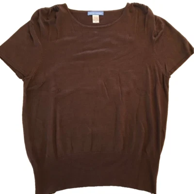 Suéter Pullover Blanco + Warren Mujer Marrón Manga Corta Elastizado Acanalado XL Foto 1 de 4