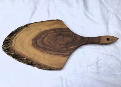 Vintage Live Edge Wooden Cheese Cutting Board Carved Wood Block. - Image 1 of 3