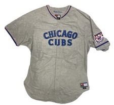 Vintage NIKE Chicago Cubs Mark Prior Gray Wool Rayon Stitched Jersey Size 2XL