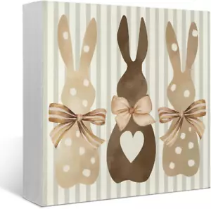 Easter Decorations Rustic Bunny Rabbit Spring Indoor Wood Blocks Sign Decor,Happ - Picture 1 of 12