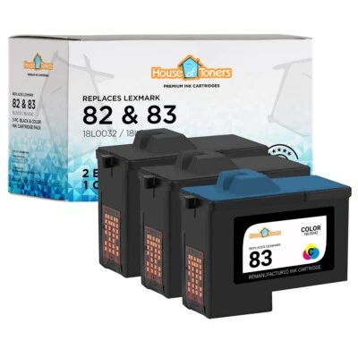 3 Pack #82 #83 Black/Color Ink Cartridges for Lexmark X5150 X6150 X6170 X6180 - Image 1 of 2