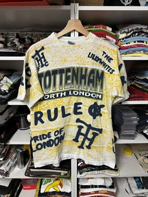 90s Vintage Adidas Tottenham Hotspur FC Football All Over Print Shirt M - Image 1 of 4