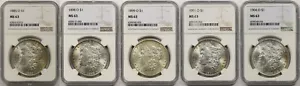 ✯ MS63 Morgan Silver Dollars PCGS NGC ✯ 1878-1904 ✯ P S O Mints - Foto 1 di 5