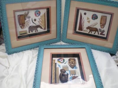 Caja de arte popular africana mixta firmada por 3 inge máscara facial animales Dan Cote Foto 1 de 4