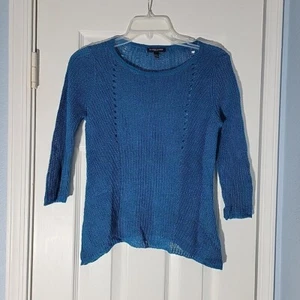 Maglione Eileen Fisher donna PP blu maglia aperta asimmetrico Lagenlook top trasparente - Foto 1 di 9