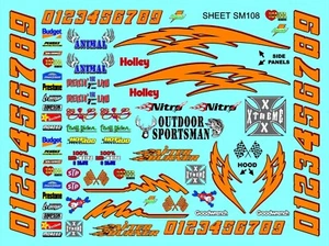 Klar Matt RC Aufkleber Blatt SM108-1/24-1/18 Grafik/Zahlen Körper-Scalextric - Bild 1 von 9