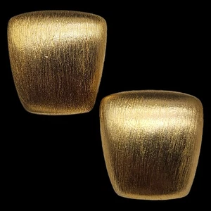 Vtg Anne Klein Earrings Brushed Gold Tone Trapezoid Clip-On Chunky Puffy 80s 90s - Picture 1 of 11