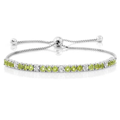 Brazalete de tenis de diamantes y peridoto de 2,05 quilates para mujer | Plata de ley 925 | Foto 1 de 4